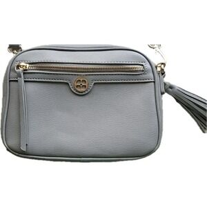 Iman Clutch Crossbody Frost Grey Bag With Tassel & Gold Accents